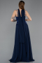 Robe de Soirée Longue Mousseline Bleu Marine ABU5619
