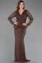 Robe de Soirée Longue Perlé Brun ABU5648