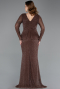 Robe de Soirée Longue Perlé Brun ABU5648