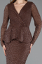 Robe de Soirée Longue Perlé Brun ABU5648