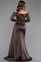 Robe Queue de Poisson Longue Satin Brun ABU5641