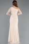 Robe De Soirée Dantelle Longue Beige ABU5618