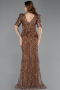 Robe De Soirée Squameuse Longue Cuivre ABU5621