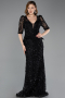 Robe De Soirée Squameuse Longue Noir ABU5621