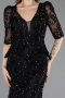 Robe De Soirée Squameuse Longue Noir ABU5621