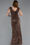 Robe de Soirée Longue Perlé Brun ABU5637