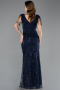 Robe de Soirée Longue Perlé Bleu Marine ABU5637