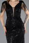 Robe de Soirée Longue Perlé Noir ABU5637