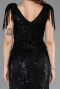 Robe de Soirée Longue Perlé Noir ABU5637