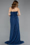 Robe de Soirée Longue Lacé Bleu Marine ABU5642