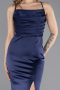 Robe de Soirée Longue Satin Bleu Marine ABU5646