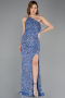 Robe de Soirée Longue Squameuse Indigo ABU5647