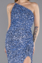 Robe de Soirée Longue Squameuse Indigo ABU5647