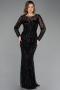 Robe de Soirée Longue Perlé Noir ABU5649