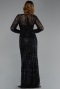 Robe de Soirée Longue Perlé Noir ABU5649