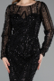 Robe de Soirée Longue Perlé Noir ABU5649