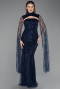 Robe de Soirée Longue Perlé Bleu Marine ABU5652