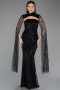 Robe de Soirée Longue Perlé Noir ABU5652