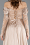 Robe de Soirée Longue Dantelle Beige ABU5653