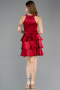 Robe de Cérémonie Courte Satin Rouge Bordeaux ABK2528