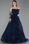 Robe de Soirée Longue Bleu Marine ABU5658
