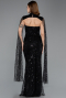 Robe de Soirée Longue Perlé Noir ABU5652