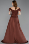 Robe De Soirée Satin Longue Brun ABU4508