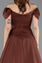 Robe De Soirée Satin Longue Brun ABU4508