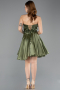 Robe de Cérémonie Courte Satin Kaki ABK2510