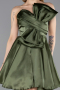 Robe de Cérémonie Courte Satin Kaki ABK2510
