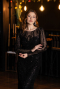 Robe de Soirée Longue Perlé Noir ABU5649