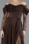 Robe De Soirée Satin Longue Brun ABU5054