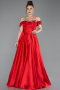 Robe De Soirée Satin Longue Rouge ABU5530