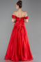 Robe De Soirée Satin Longue Rouge ABU5530