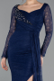 Robe De Soirée Dantelle Longue Bleu Marine ABU5588