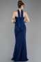Robe de Soirée Longue Dantelle Bleu Marine ABU5686