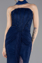Robe de Soirée Longue Dantelle Bleu Marine ABU5686