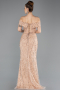 Robe De Soirée Perlé Longue Beige ABU5492