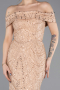 Robe De Soirée Perlé Longue Beige ABU5492