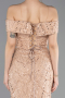 Robe De Soirée Perlé Longue Beige ABU5492