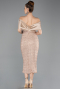 Robe De Soirée Perlé Midi Or ABK2461