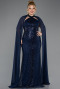 Robe De Fiançailles Grande Taille Longue Bleu Marine ABU5596