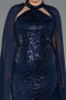 Robe De Fiançailles Grande Taille Longue Bleu Marine ABU5596