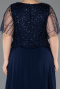 Robe Grande Taille Longue Mousseline Bleu Marine ABU5554