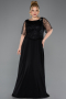 Robe Grande Taille Longue Mousseline Noir ABU5554