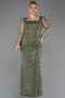 Robe De Fiançailles Grande Taille Perlé Longue Kaki ABU4761