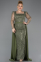 Robe De Fiançailles Grande Taille Perlé Longue Kaki ABU4761