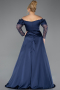 Robe Grande Taille Longue Satin Bleu Marine ABU5261