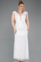 Robe De Soirée Grande Taille Perlé Longue Blanc ABU5336