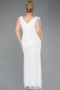 Robe De Soirée Grande Taille Perlé Longue Blanc ABU5336